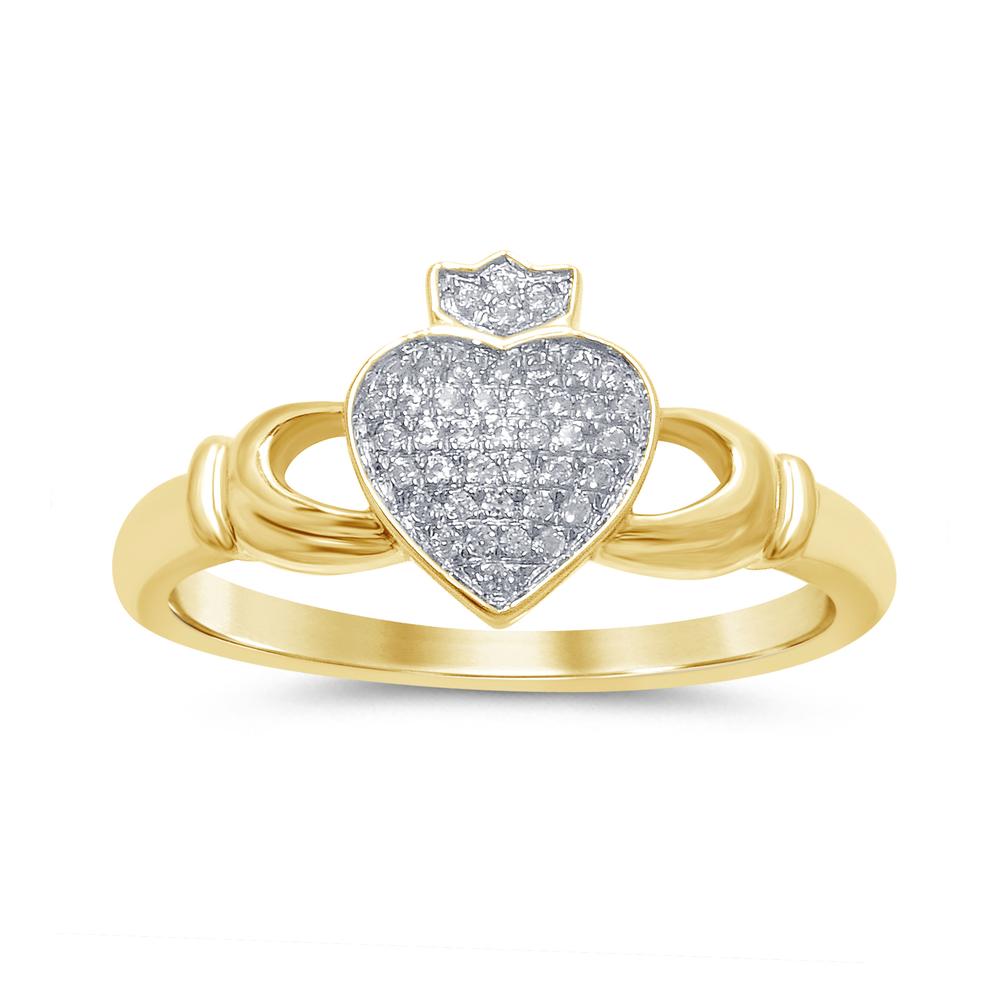 10 Karat Yellow Gold 0.10 Carat Diamonds Heart Ring-0229482-YG