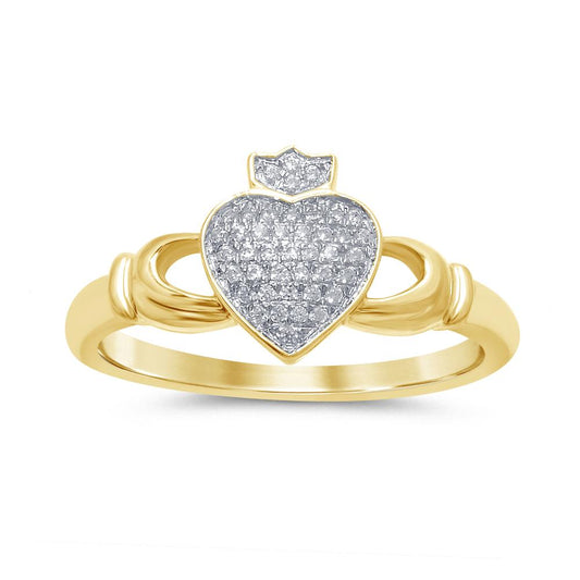 10 Karat Yellow Gold 0.10 Carat Diamonds Heart Ring-0229482-YG