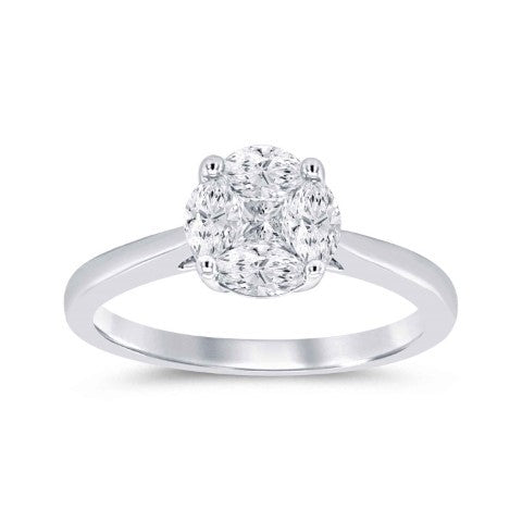 10 Karat White Gold 0.75 Carat Diamonds Round Ladies Ring-0229647-WG
