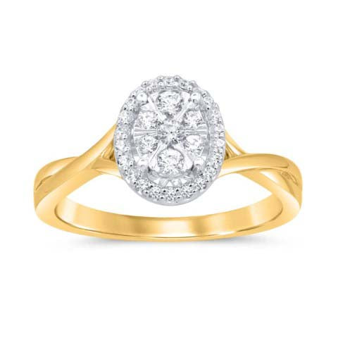 10 Karat Two-tone (White and Yellow) Gold 0.25 Carat Diamonds Oval Ladies Ring-0229662-WY