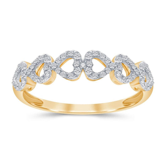 10 Karat Yellow Gold 0.24 Carat Diamonds Multi Hearts Ladies Ring-0229673-YG