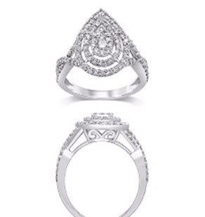 10 Karat White Gold 1.00 Carat Diamonds Pear Ladies Ring-0229687-WG