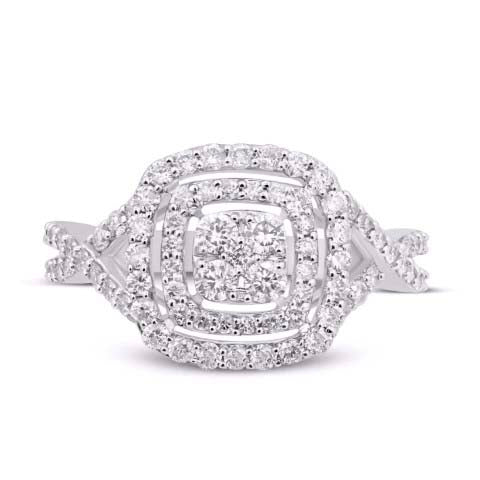 10 Karat White Gold 1.00 Carat Diamonds Cushion Ladies Ring-0229689-WG