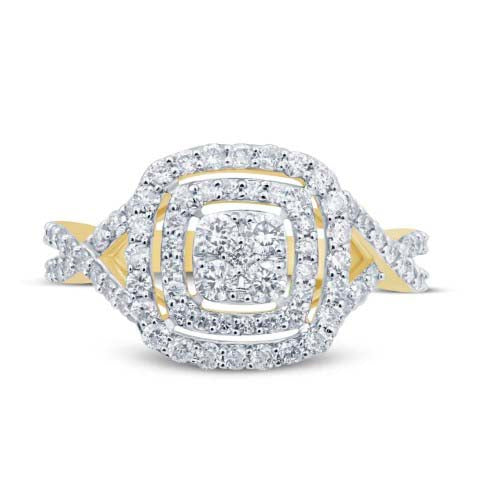 10 Karat Yellow Gold 1.00 Carat Diamonds Cushion Ladies Ring-0229689-YG