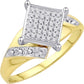10 Karat Yellow Gold 0.10 Carat Diamonds Square Ladies Ring-0229722-YG