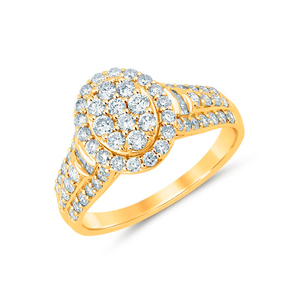 10 Karat Yellow Gold 1.00 Carat Diamonds Oval Ladies Ring-0229951-YG