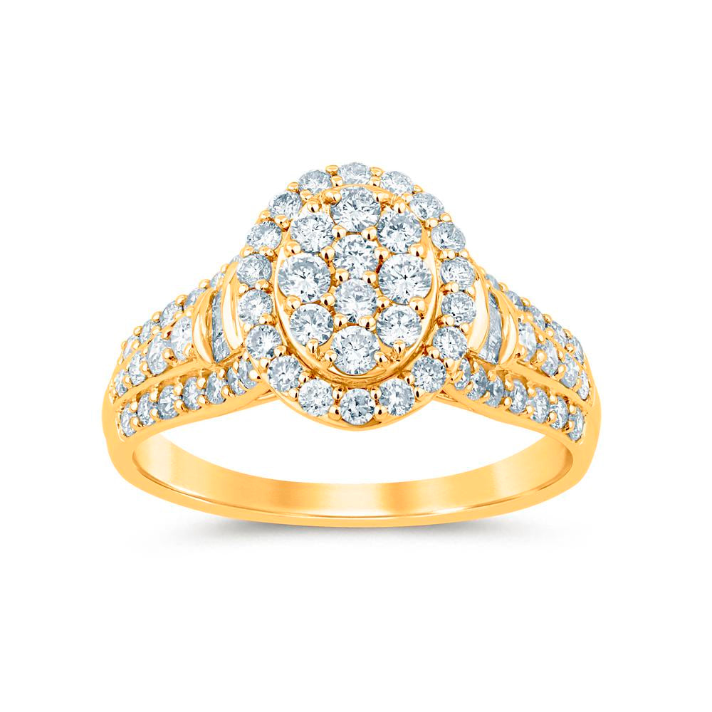 10 Karat Yellow Gold 1.00 Carat Diamonds Oval Ladies Ring-0229951-YG
