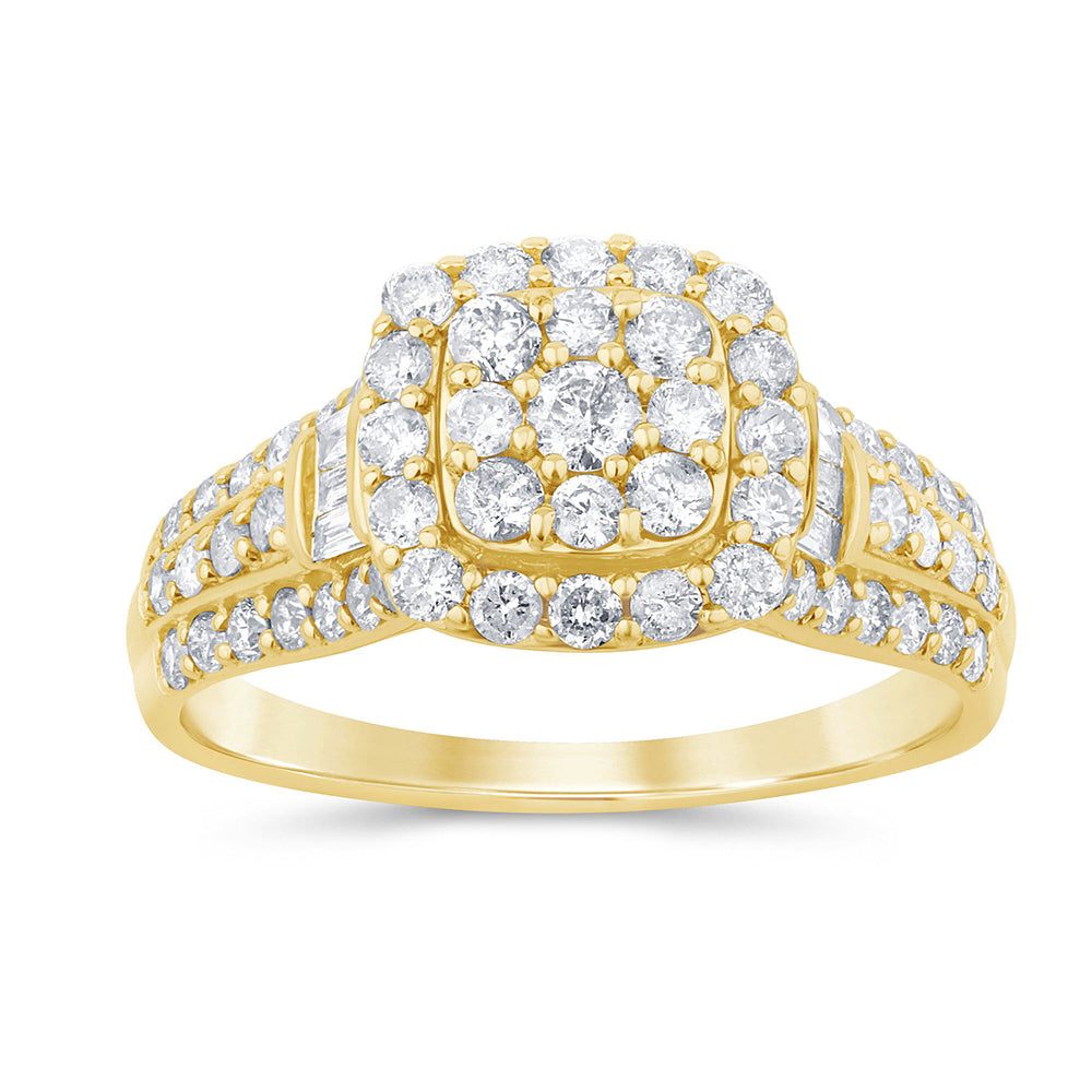 10 Karat Yellow Gold 1.00 Carat Diamonds Cushion Ladies Ring-0229953-YG
