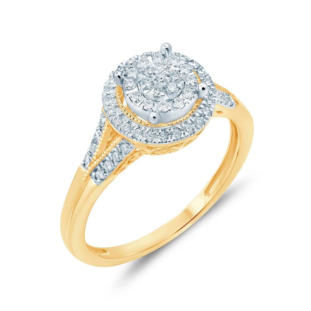10 Karat Yellow Gold 0.25 Carat Diamonds Round Ladies Ring-0229956-YG