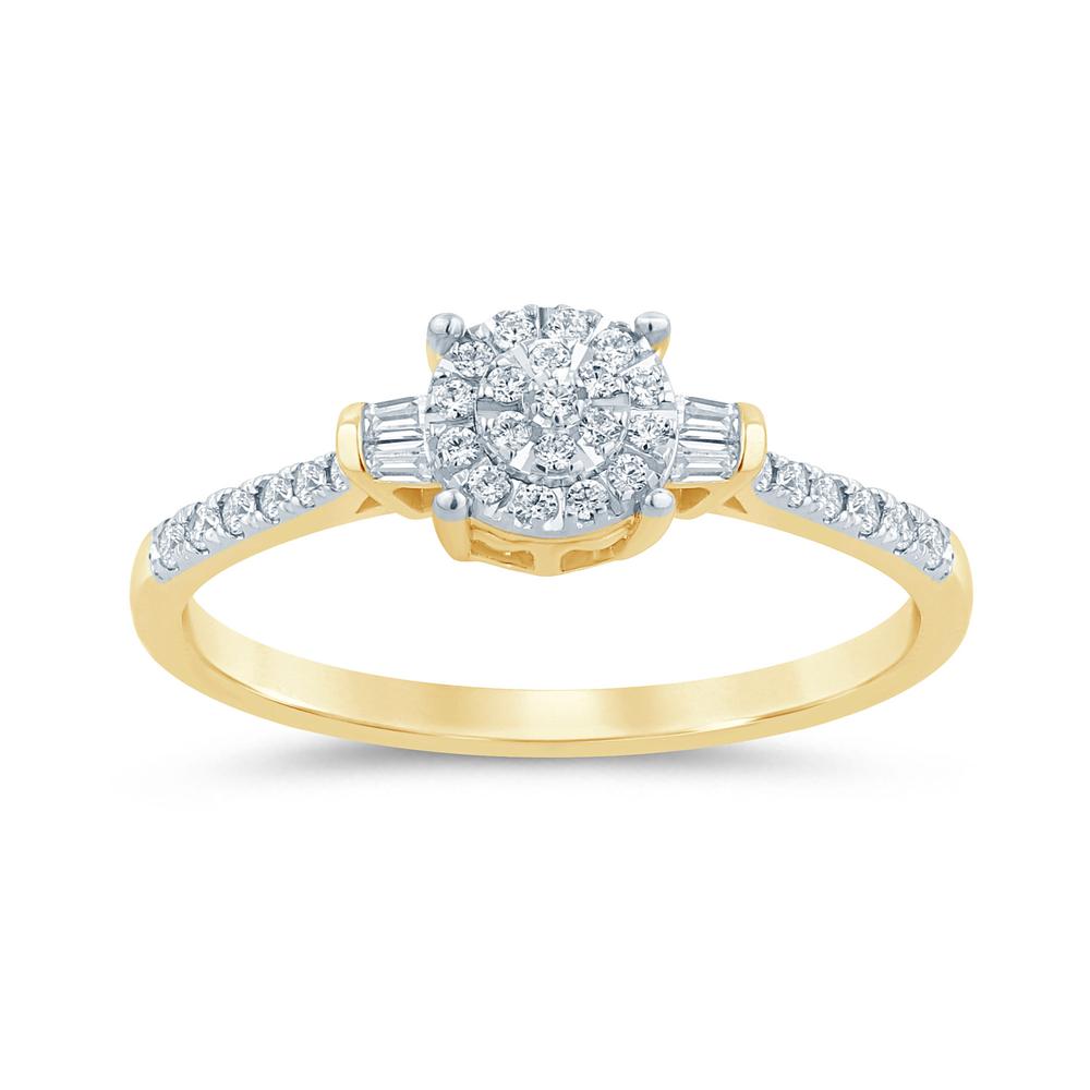 10 Karat Yellow Gold 0.15 Carat Diamonds Round Ladies Ring-0229958-YG