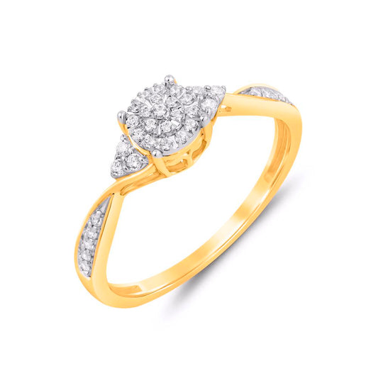10 Karat Yellow Gold 0.15 Carat Diamonds Round Ladies Ring-0229959-YG