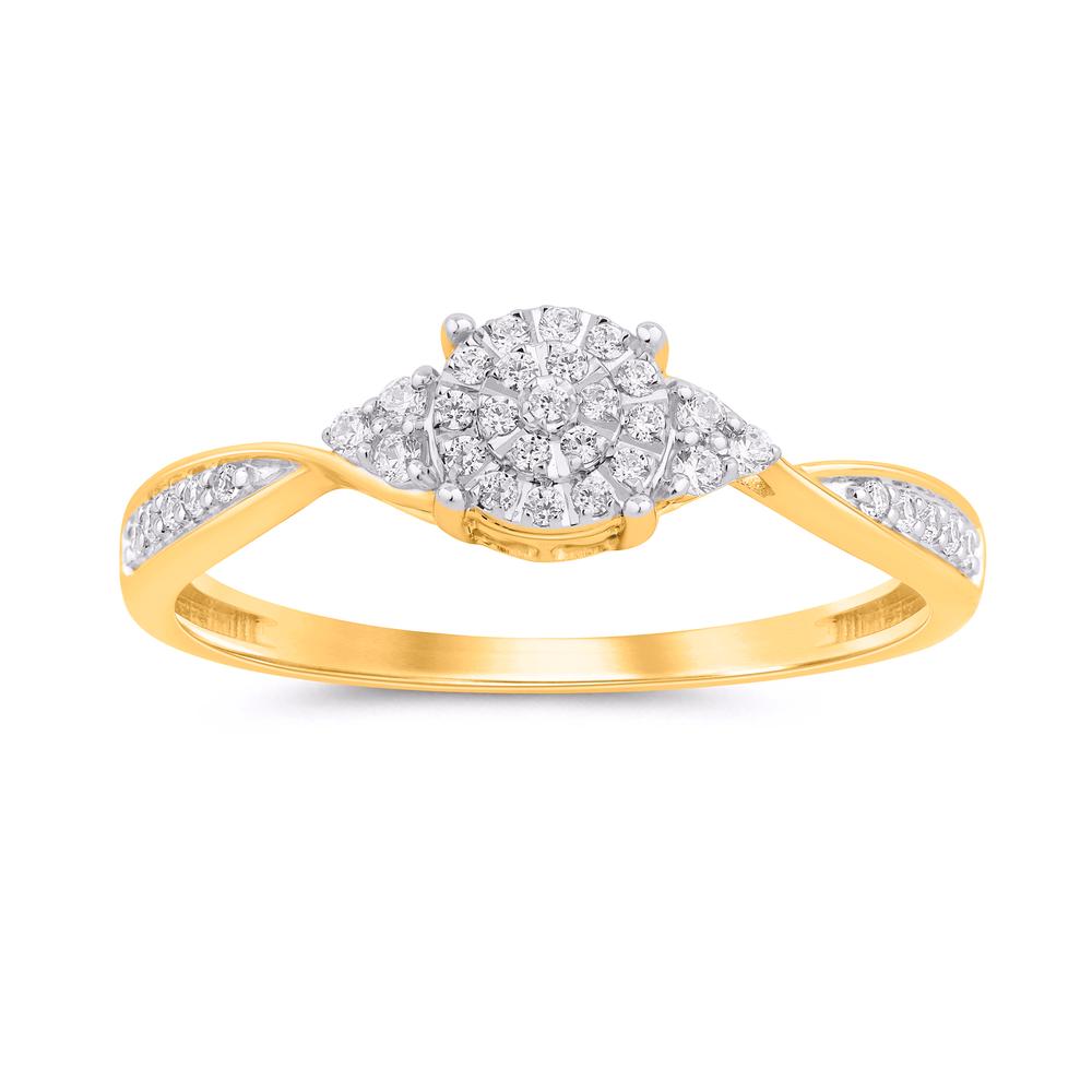 10 Karat Yellow Gold 0.15 Carat Diamonds Round Ladies Ring-0229959-YG