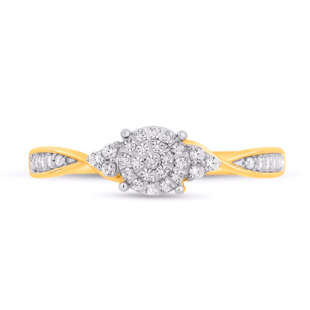 10 Karat Yellow Gold 0.15 Carat Diamonds Round Ladies Ring-0229959-YG