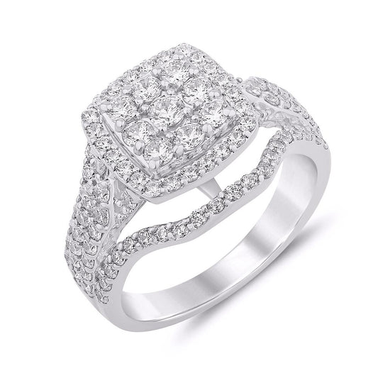 10 Karat White Gold 1.50 Carat Diamonds Cushion Ladies Ring-0229961-WG