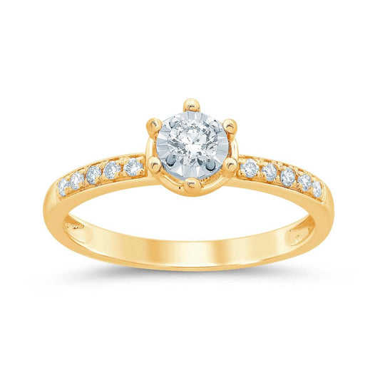 10 Karat Yellow Gold 0.22 Carat Diamonds Round Ladies Ring-0229969-YG