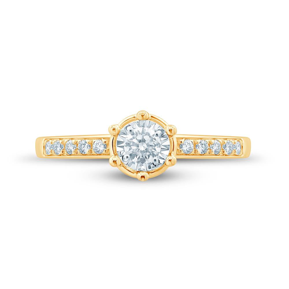 10 Karat Yellow Gold 0.22 Carat Diamonds Round Ladies Ring-0229969-YG