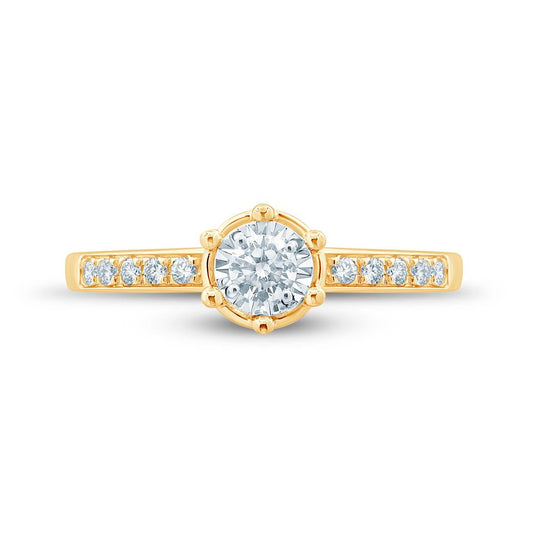 10 Karat Yellow Gold 0.22 Carat Diamonds Round Ladies Ring-0229969-YG