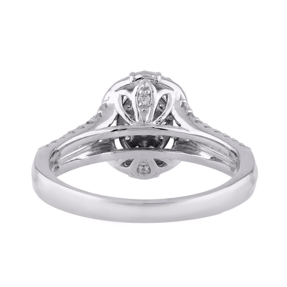 10 Karat White Gold 0.50 Carat Diamonds Oval Ladies Ring-0229981-WG