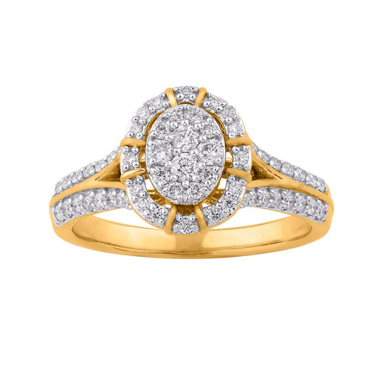 10 Karat Two-Tone (Yellow and White) Gold 0.50 Carat Diamonds Oval Ladies Ring-0229981-YW