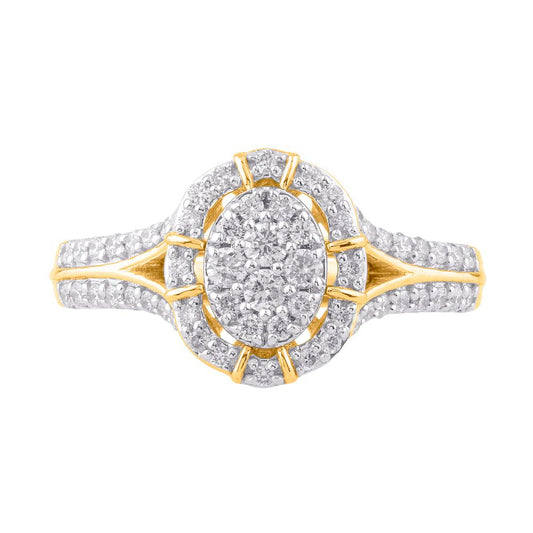 10 Karat Two-Tone (Yellow and White) Gold 0.50 Carat Diamonds Oval Ladies Ring-0229981-YW