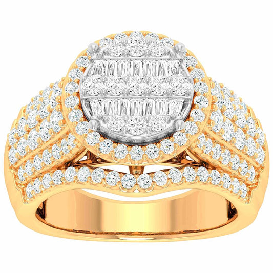 10 Karat Two-Tone (Yellow and White) Gold 1.50 Carat Diamonds Round Halo  Ladies Ring-0229984-YW