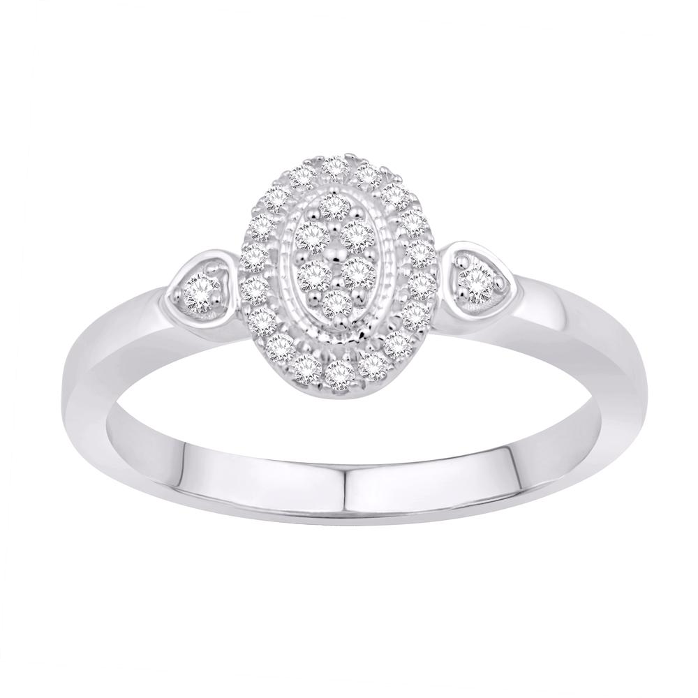 10 Karat White Gold 0.16 Carat Diamonds Oval Ladies Ring-0232182-WG