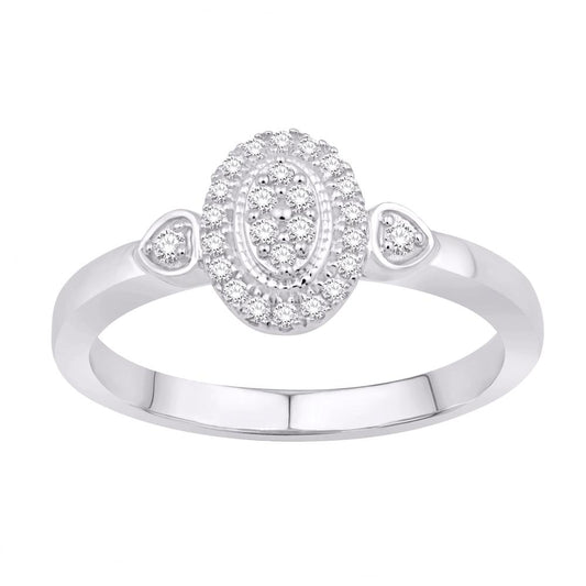 10 Karat White Gold 0.16 Carat Diamonds Oval Ladies Ring-0232182-WG