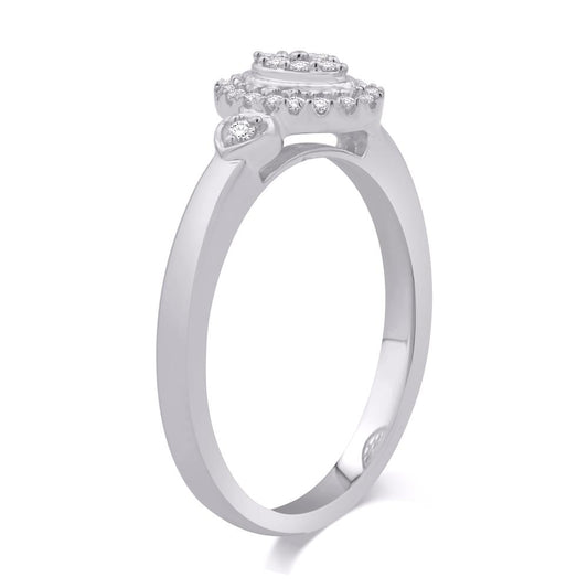 10 Karat White Gold 0.16 Carat Diamonds Oval Ladies Ring-0232182-WG