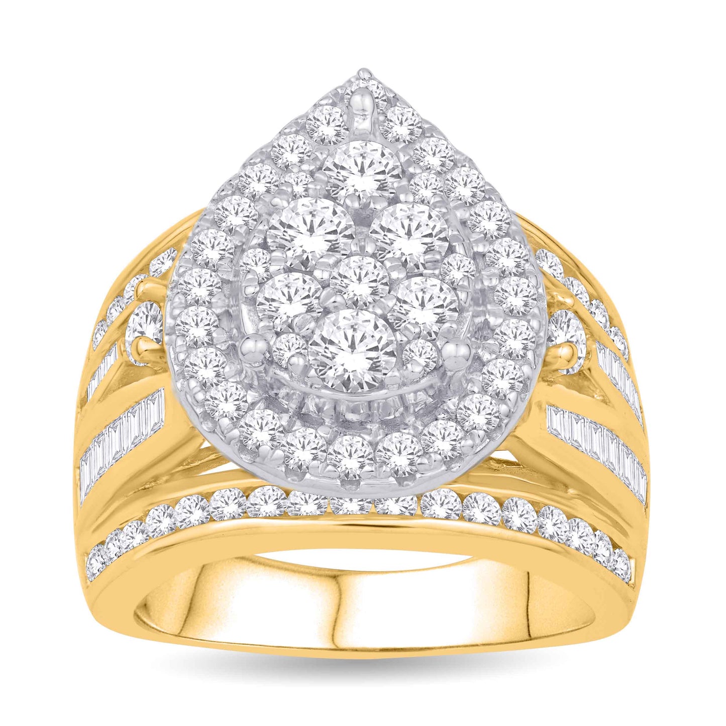 10 Karat Yellow Gold 3.00 Carat Diamonds Pear Ladies Ring-0232188-YG
