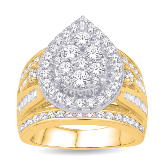 10 Karat Yellow Gold 3.00 Carat Diamonds Pear Ladies Ring-0232188-YG