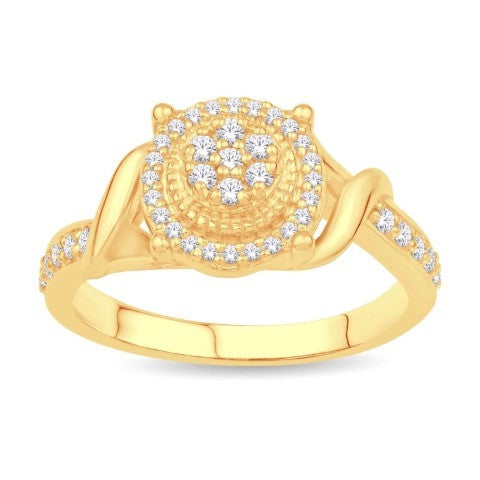 10 Karat Yellow Gold 0.30 Carat Diamonds Round Ladies Ring-0232197-YG