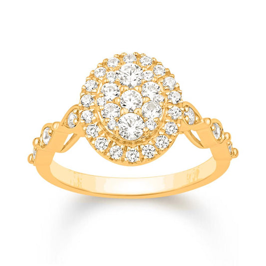 10 Karat All Yellow Gold 0.75 Carat Diamonds Oval Ladies Ring-0232221-ALY