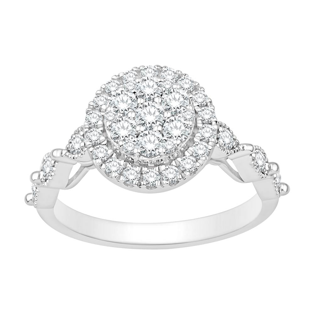 10 Karat White Gold 0.73 Carat Diamonds Round Ladies Ring-0232222-WG
