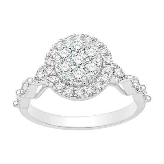 10 Karat White Gold 0.73 Carat Diamonds Round Ladies Ring-0232222-WG