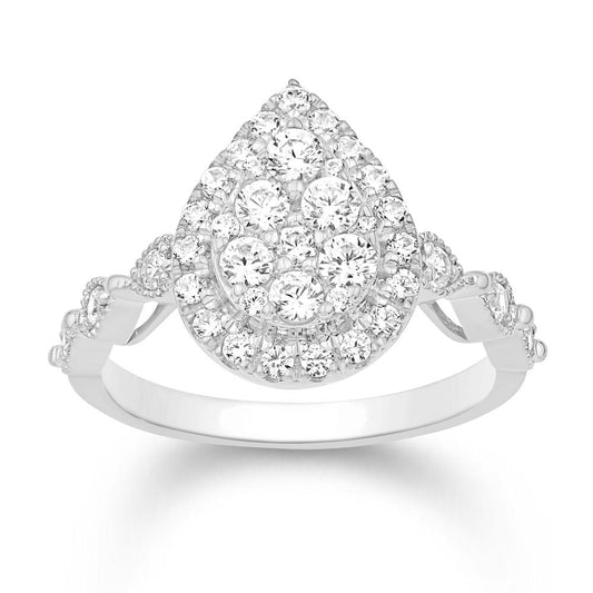 10 Karat White Gold 0.76 Carat Diamonds Pear Ladies Ring-0232223-WG