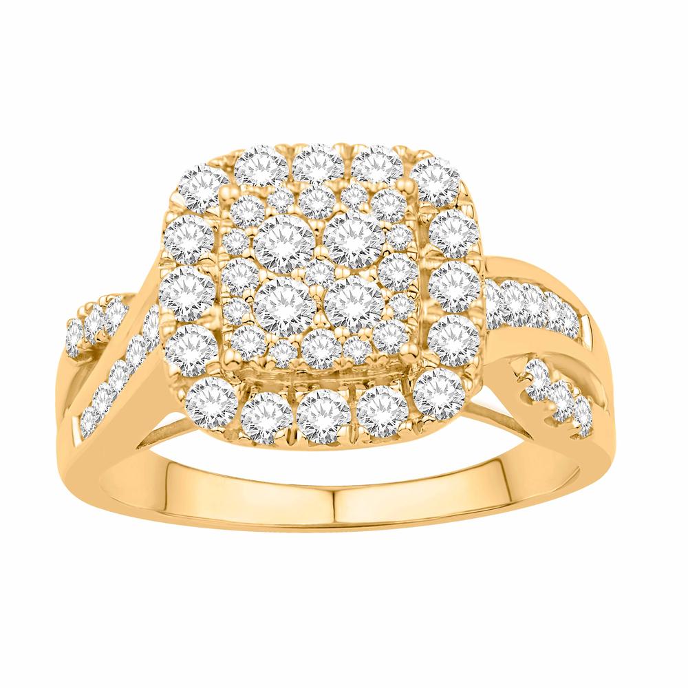 10 Karat All Yellow Gold 1.02 Carat Diamonds Cushion Ladies Ring-0232224-ALY