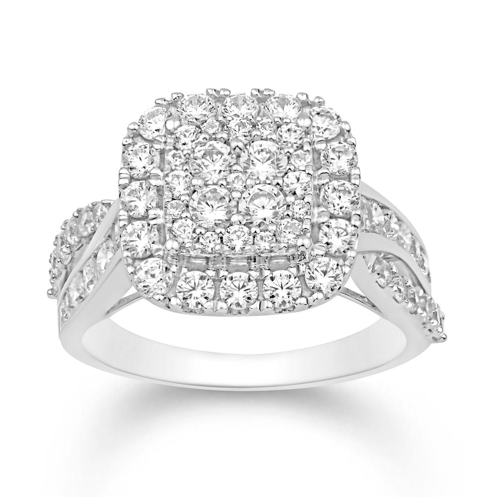 10 Karat White Gold 1.49 Carat Diamonds Cushion Ladies Ring-0232238-WG