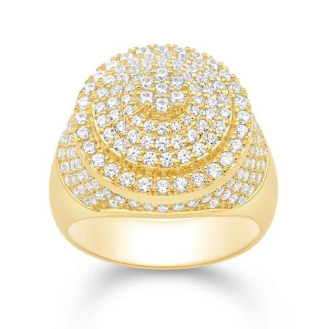 10 Karat All Yellow 2.03 Carat Diamonds Round Cluster Men's Ring-0232350-ALY
