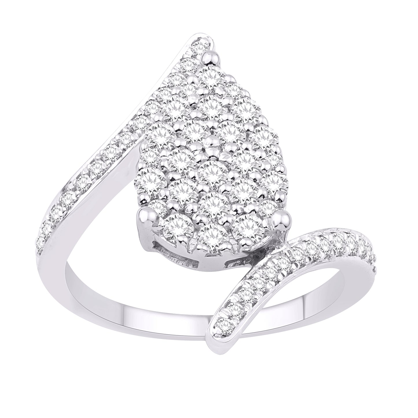 10 Karat White Gold 0.92 Carat Diamonds Pear Shape Ladies Ring-0232510-WG