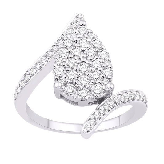 10 Karat White Gold 0.92 Carat Diamonds Pear Shape Ladies Ring-0232510-WG