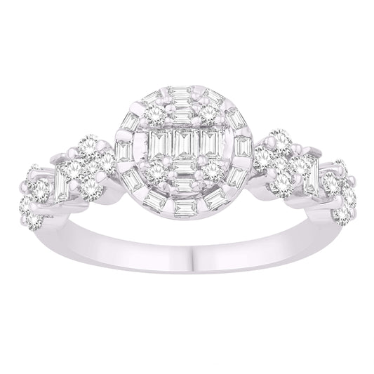 10 Karat White Gold 0.75 Carat Diamonds Round Ladies Ring-0232514-WG