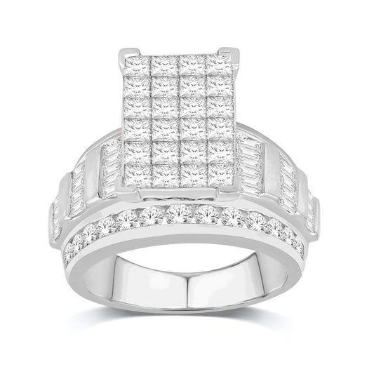 10 Karat White Gold 4.00 Carat Diamonds Cinderella Ladies Ring-0232922-WG