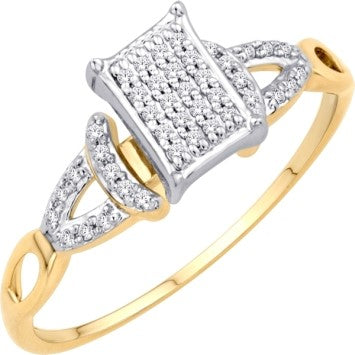 10 Karat Yellow Gold 0.15 Carat Diamonds Radiant Ladies Ring-0237189-YG