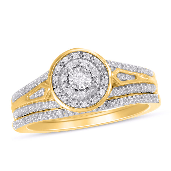 10 Karat Yellow Gold 0.17 Carat Diamonds Round Bridal Ring-0242322-YG