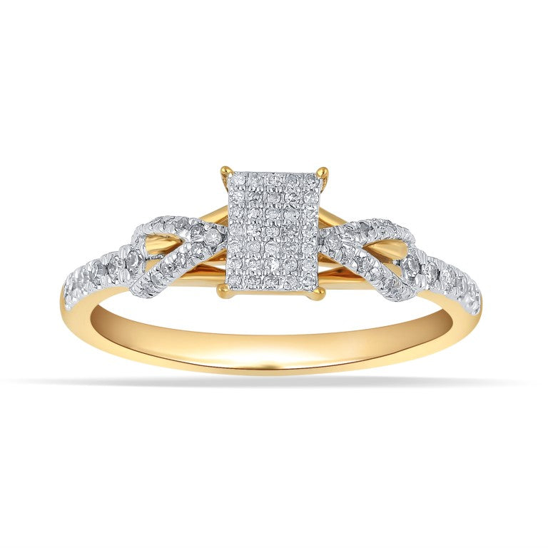 10 Karat Yellow Gold 0.26 Carat Diamonds Square Ladies Ring-0250004-YG