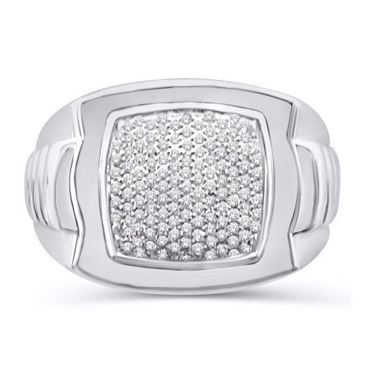 10 Karat White Gold 0.38 Carat Diamonds Cushion Men's Ring-0325011-WG