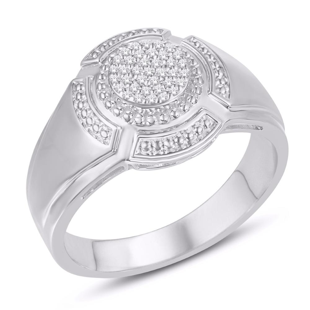 10 Karat White Gold 0.09 Round Men's Ring-0325641-WG