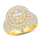 10 Karat All Yellow Gold 3.84 Carat Diamonds Cluster Round Men's Ring-0325690-ALY