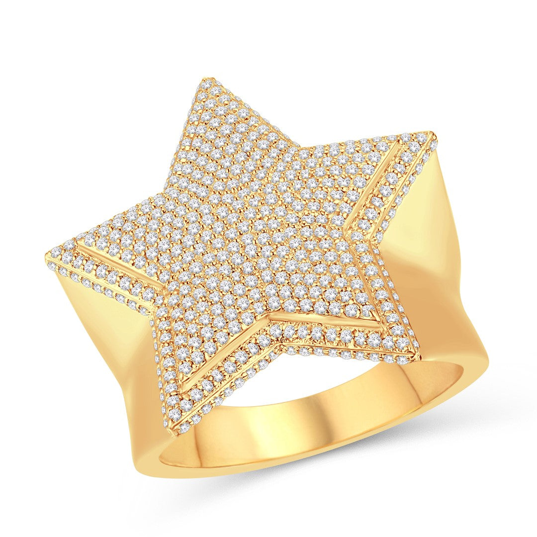 10 Karat All Yellow Gold 1.14 Carat Diamonds Star Men's Ring-0325725-ALY