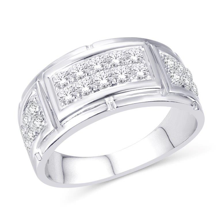 10 Karat White Gold 0.90 Carat Diamonds Classic Men's Ring-0325879-WG